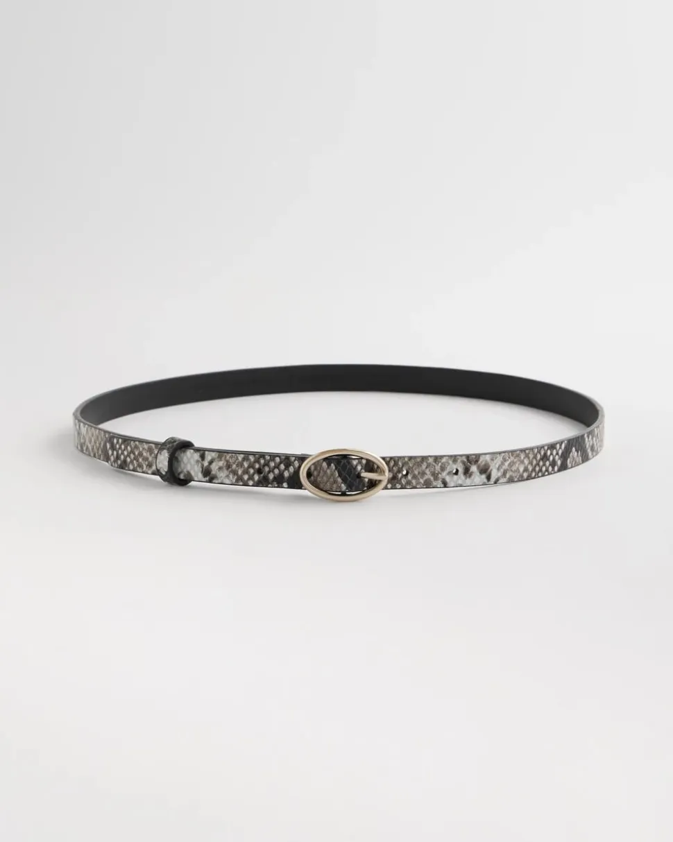 Skinny Leather Python Belt