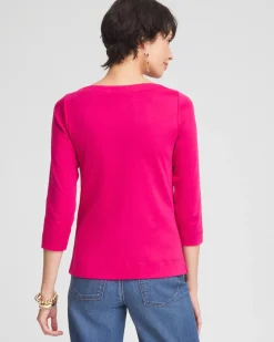 3/4 Sleeve Bateau Neck Tee