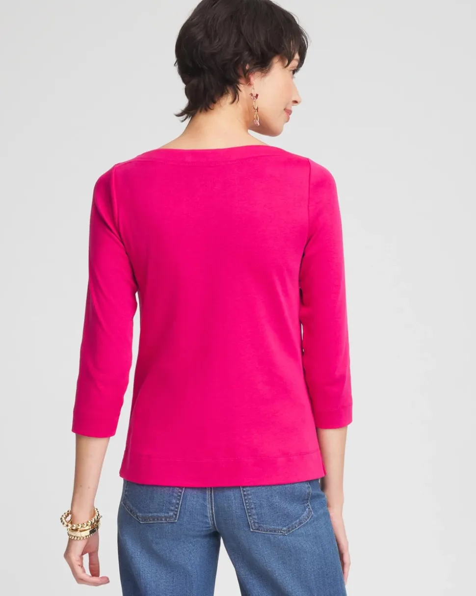 3/4 Sleeve Bateau Neck Tee