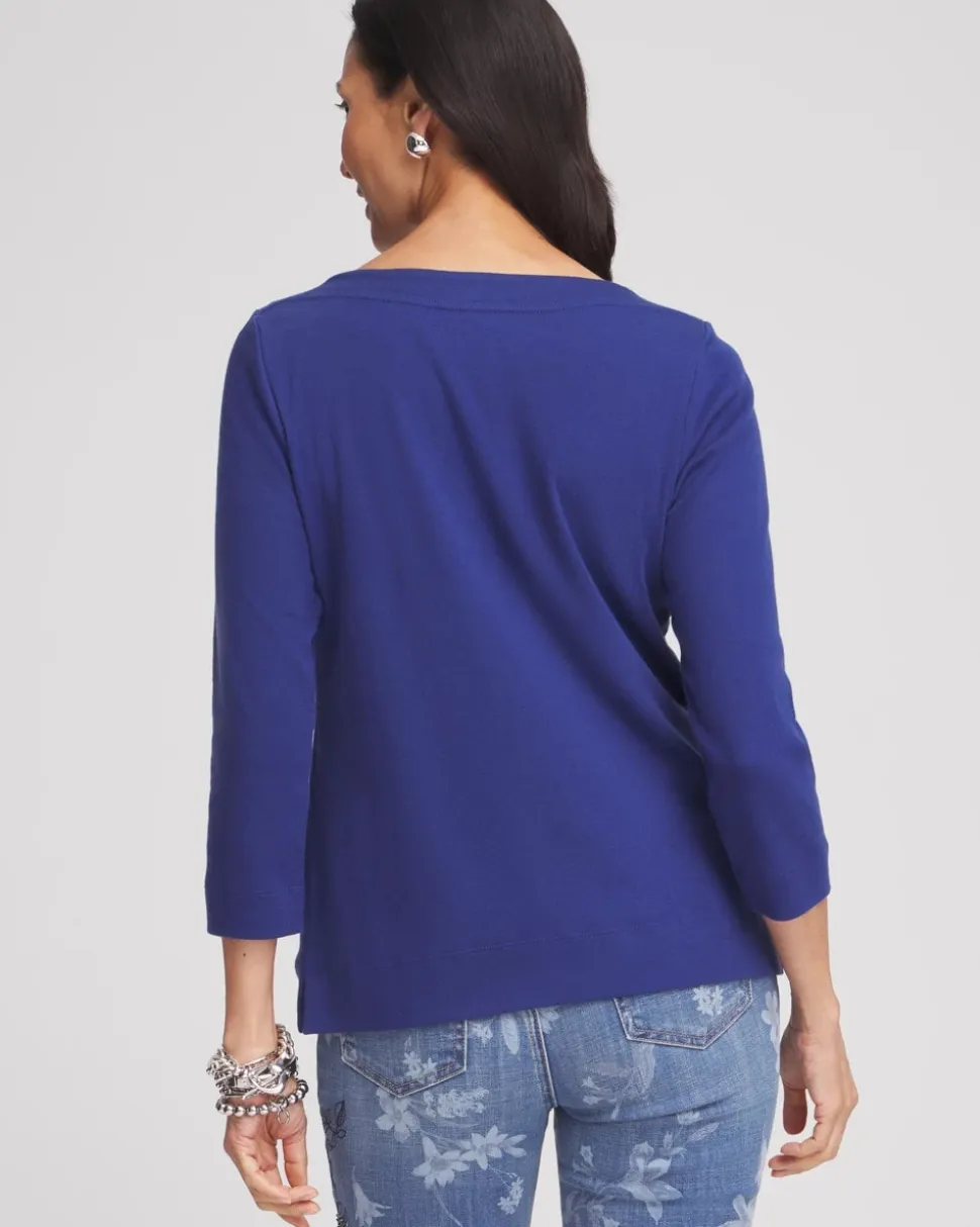3/4 Sleeve Bateau Neck Tee