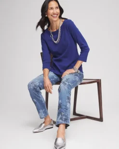 3/4 Sleeve Bateau Neck Tee