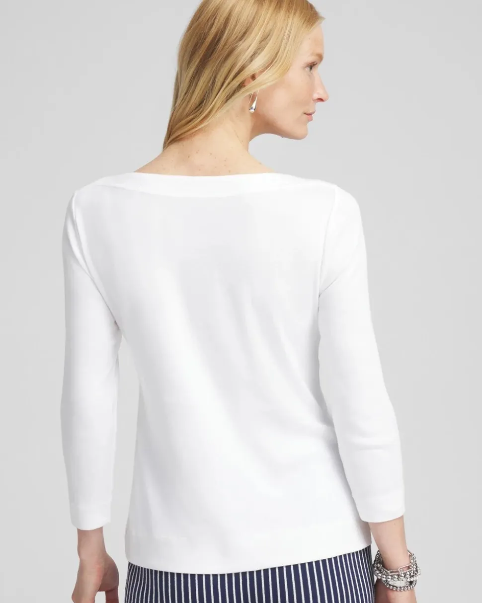 3/4 Sleeve Bateau Neck Tee