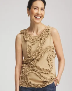 Sleeveless Ruffle-Appliqué Tank Top