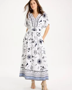 Slub Flutter-Sleeve Vacation Dress