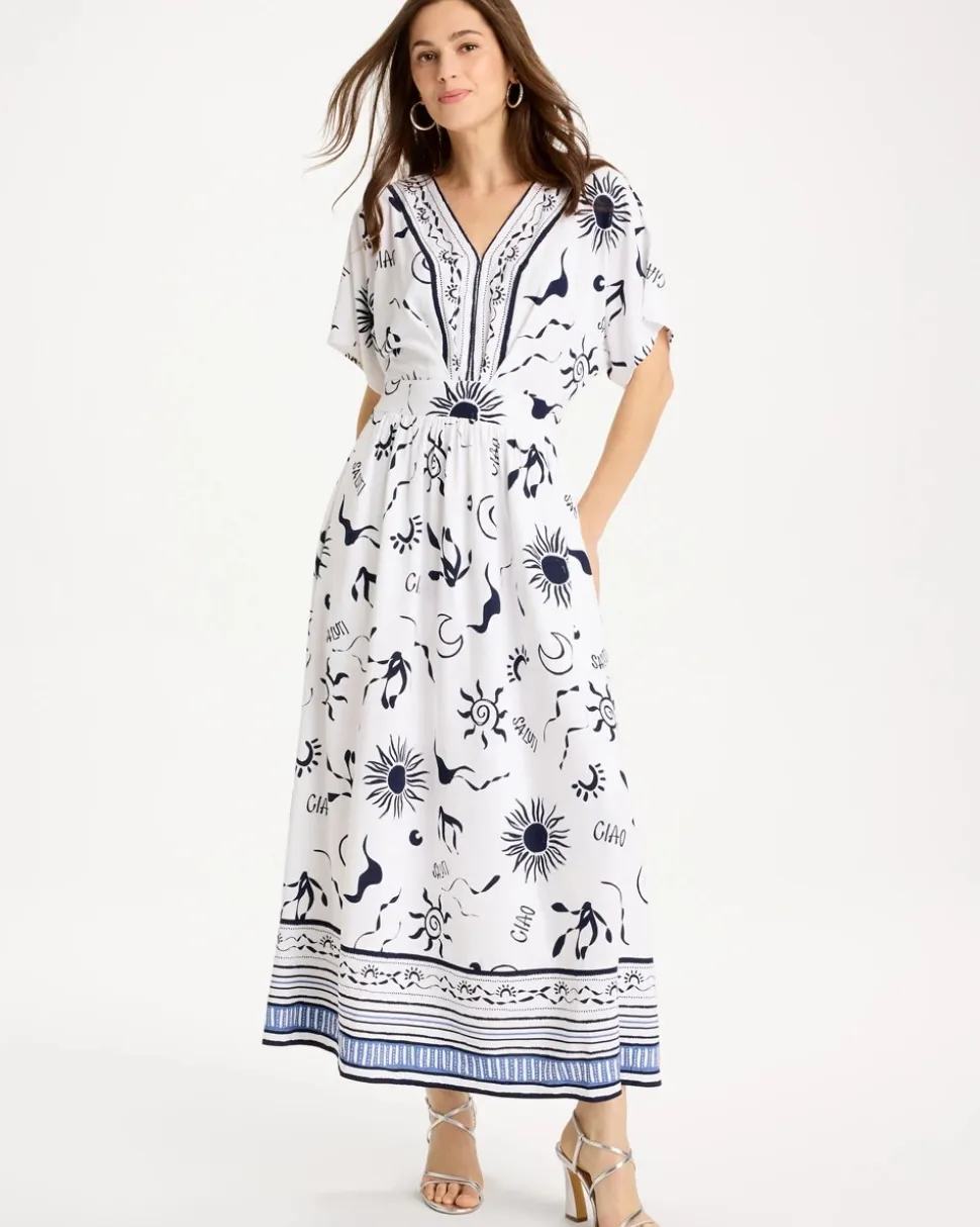 Slub Flutter-Sleeve Vacation Dress