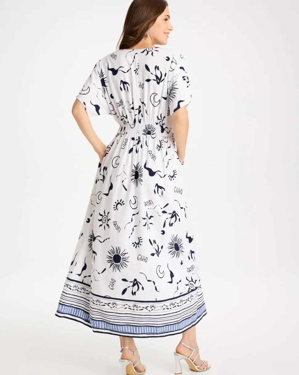 Slub Flutter-Sleeve Vacation Dress