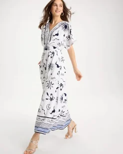 Slub Flutter-Sleeve Vacation Dress