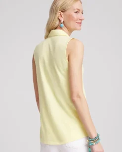 Slub Sleeveless Collared Tunic