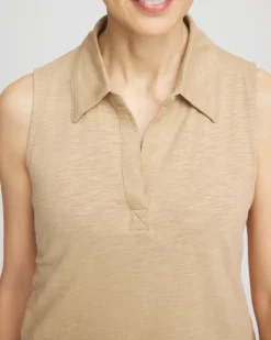 Slub Sleeveless Collared Tunic
