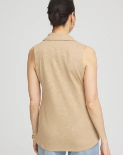 Slub Sleeveless Collared Tunic