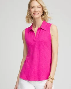 Slub Sleeveless Collared Tunic
