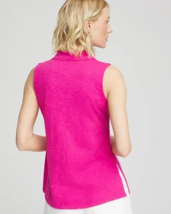 Slub Sleeveless Collared Tunic