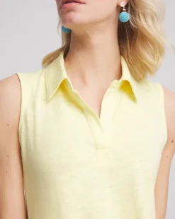 Slub Sleeveless Collared Tunic