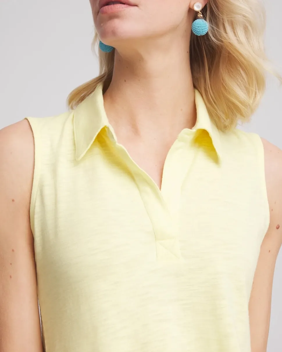 Slub Sleeveless Collared Tunic