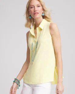 Slub Sleeveless Collared Tunic