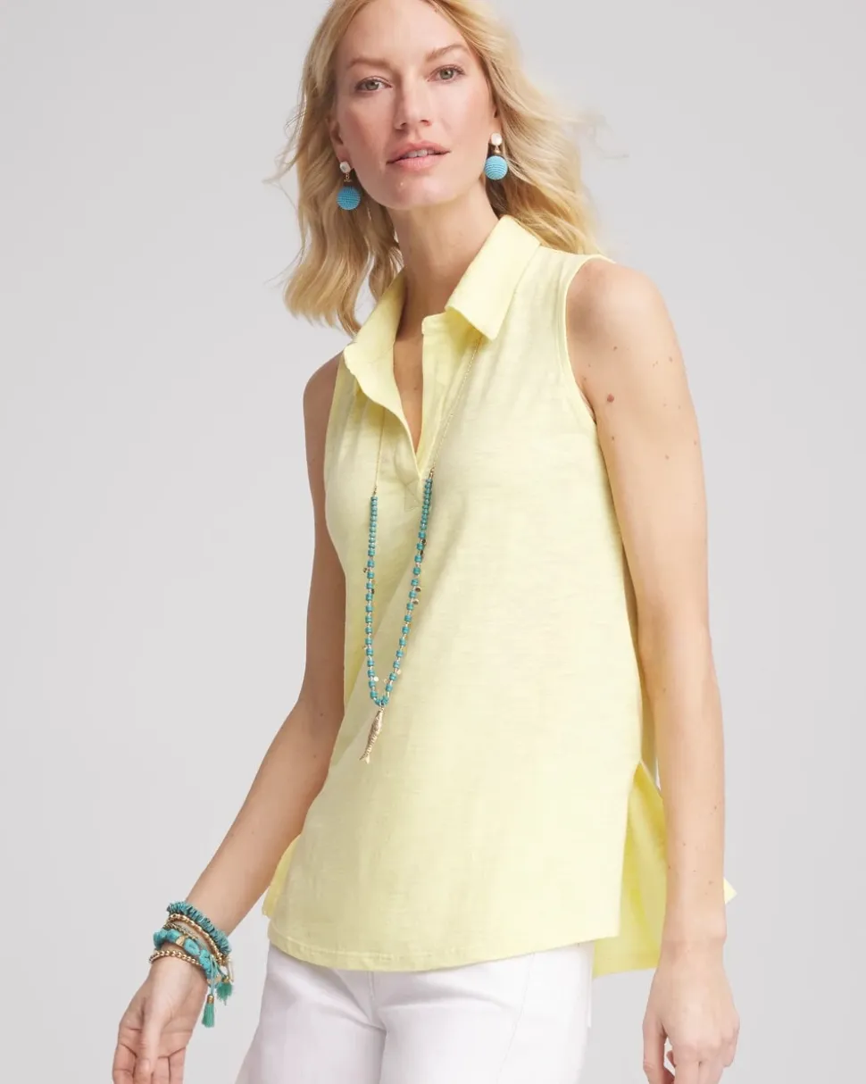 Slub Sleeveless Collared Tunic