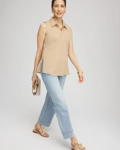 Slub Sleeveless Collared Tunic