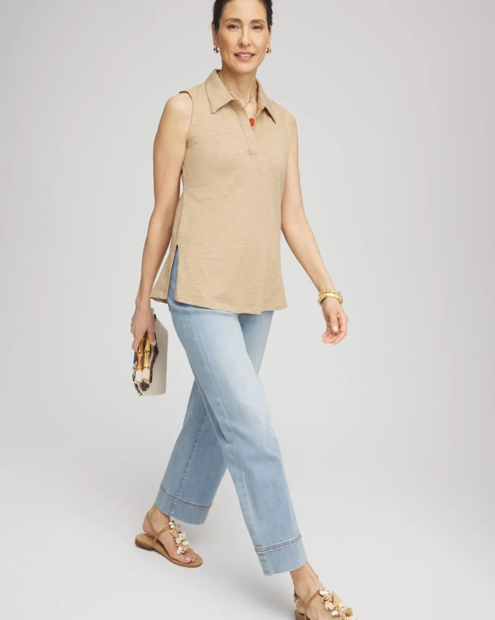 Slub Sleeveless Collared Tunic