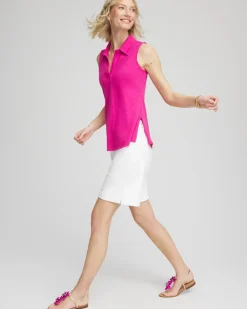 Slub Sleeveless Collared Tunic