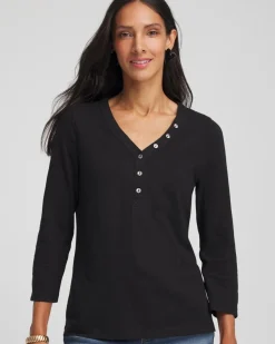 Slub Splitneck Button Tee