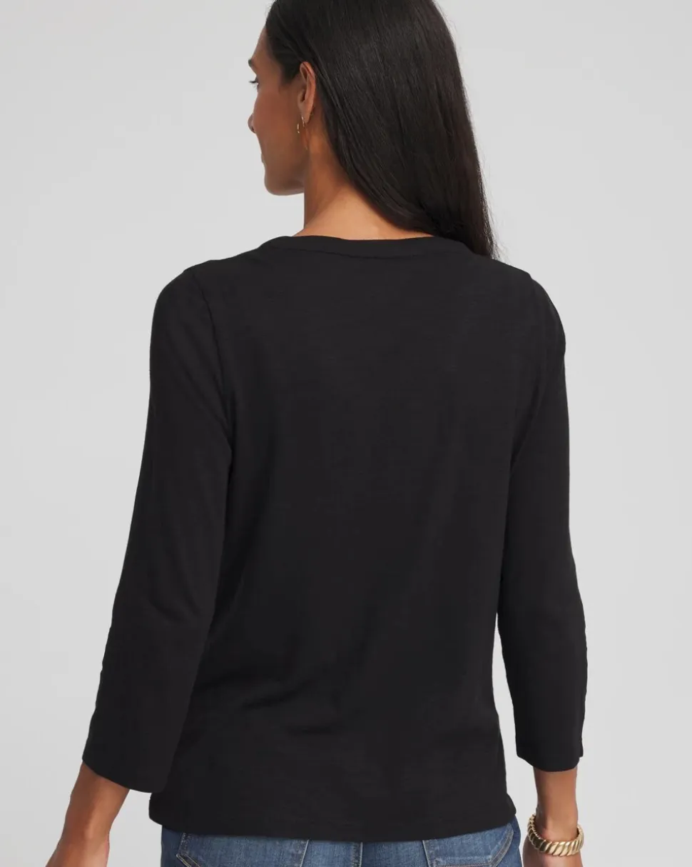 Slub Splitneck Button Tee