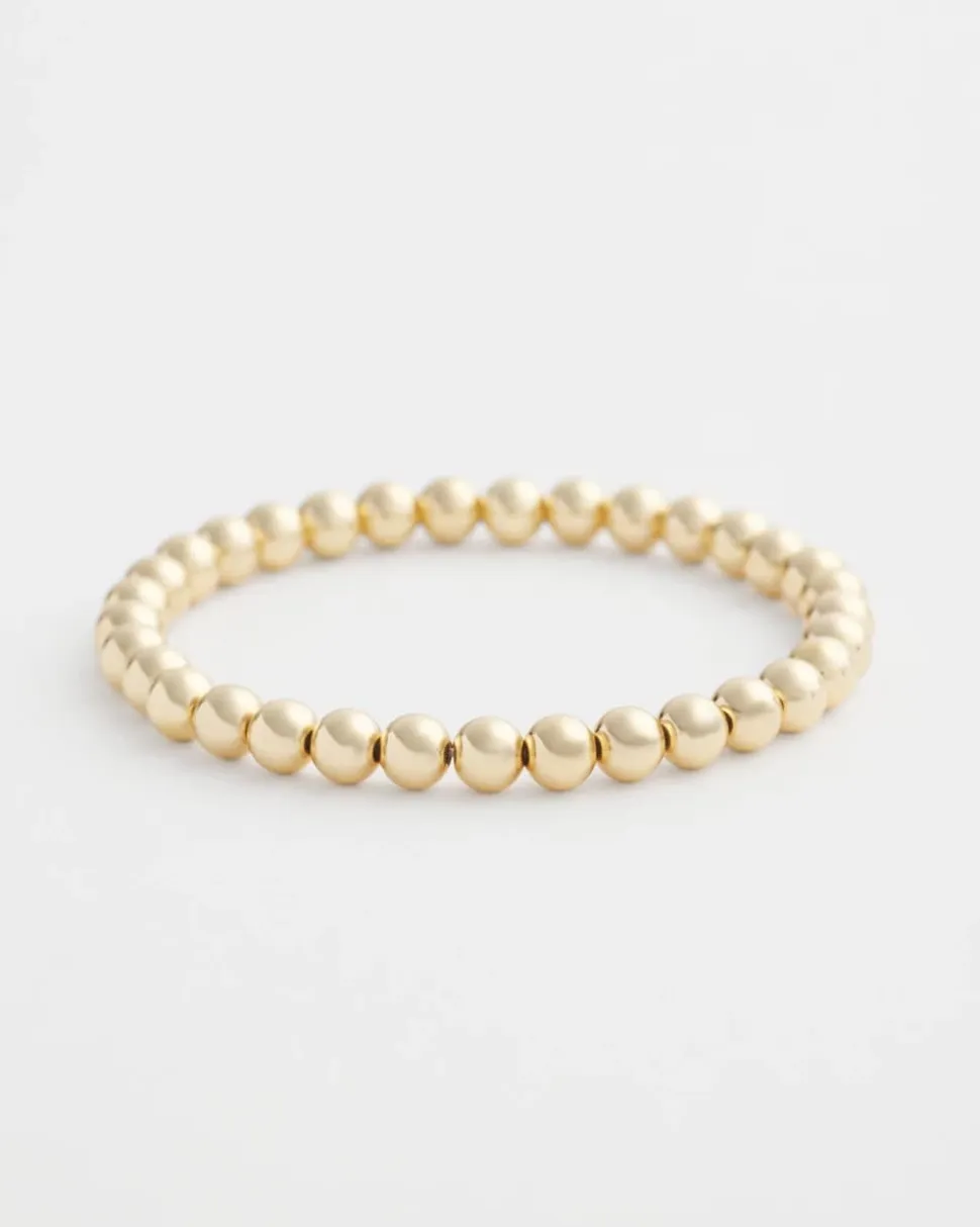 Small Beaded Gold Tone Stretch Bracelet