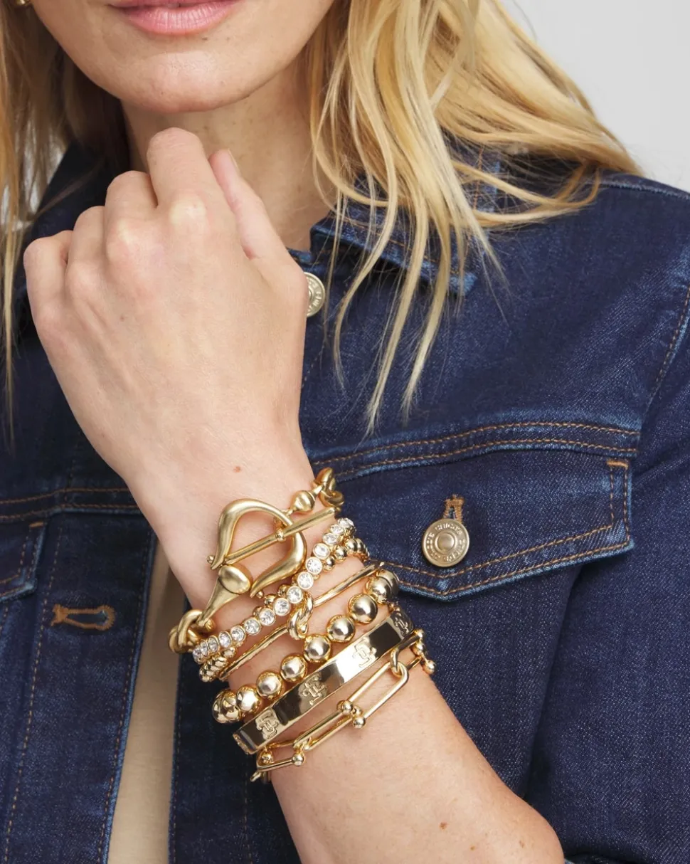 Small Beaded Gold Tone Stretch Bracelet