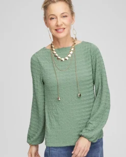 Smocked Boatneck Top