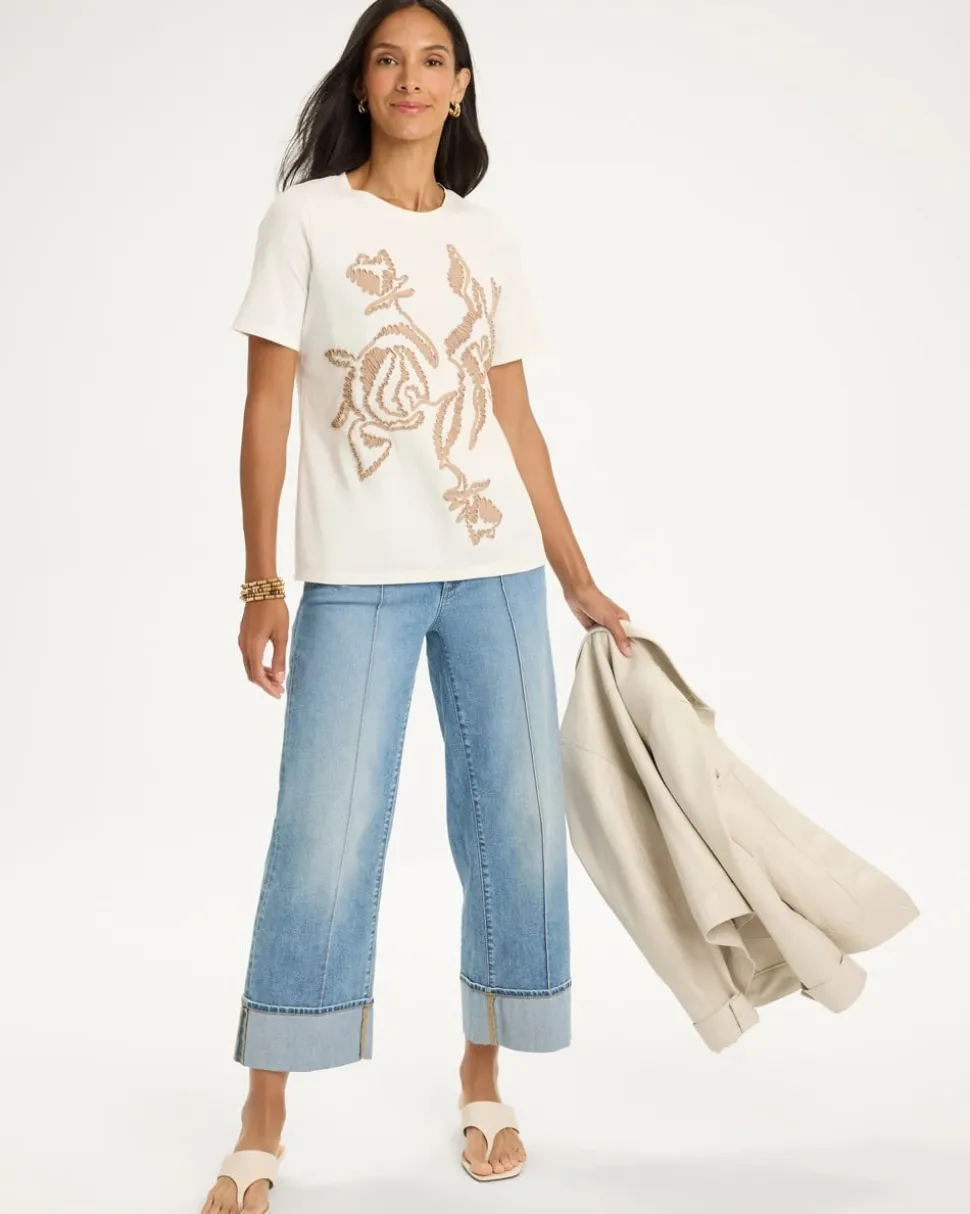 Soft-Stretch Cotton Applique Tee