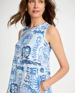 Soft-Stretch Sleeveless Tropical Dress