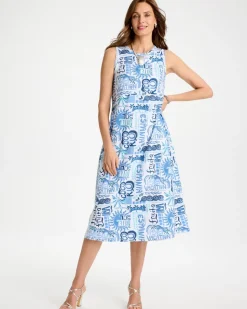 Soft-Stretch Sleeveless Tropical Dress