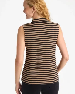 Soft Stretch Tie Neck Striped Tank