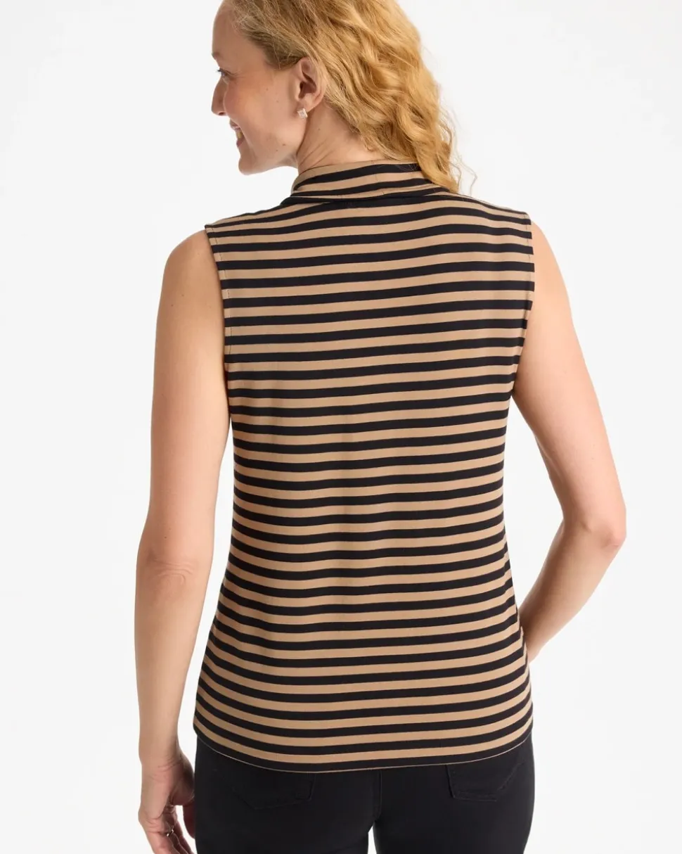 Soft Stretch Tie Neck Striped Tank