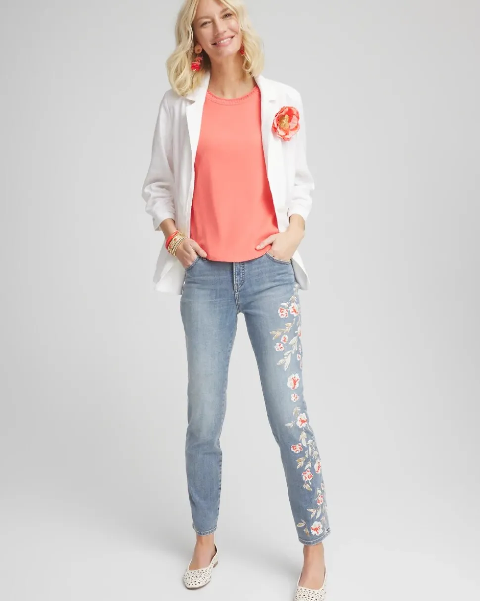 So Slimming® Embroidered Girlfriend Ankle Jeans