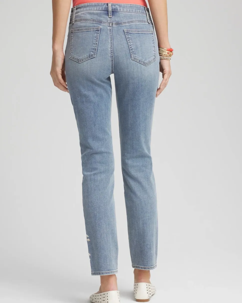 So Slimming® Embroidered Girlfriend Ankle Jeans