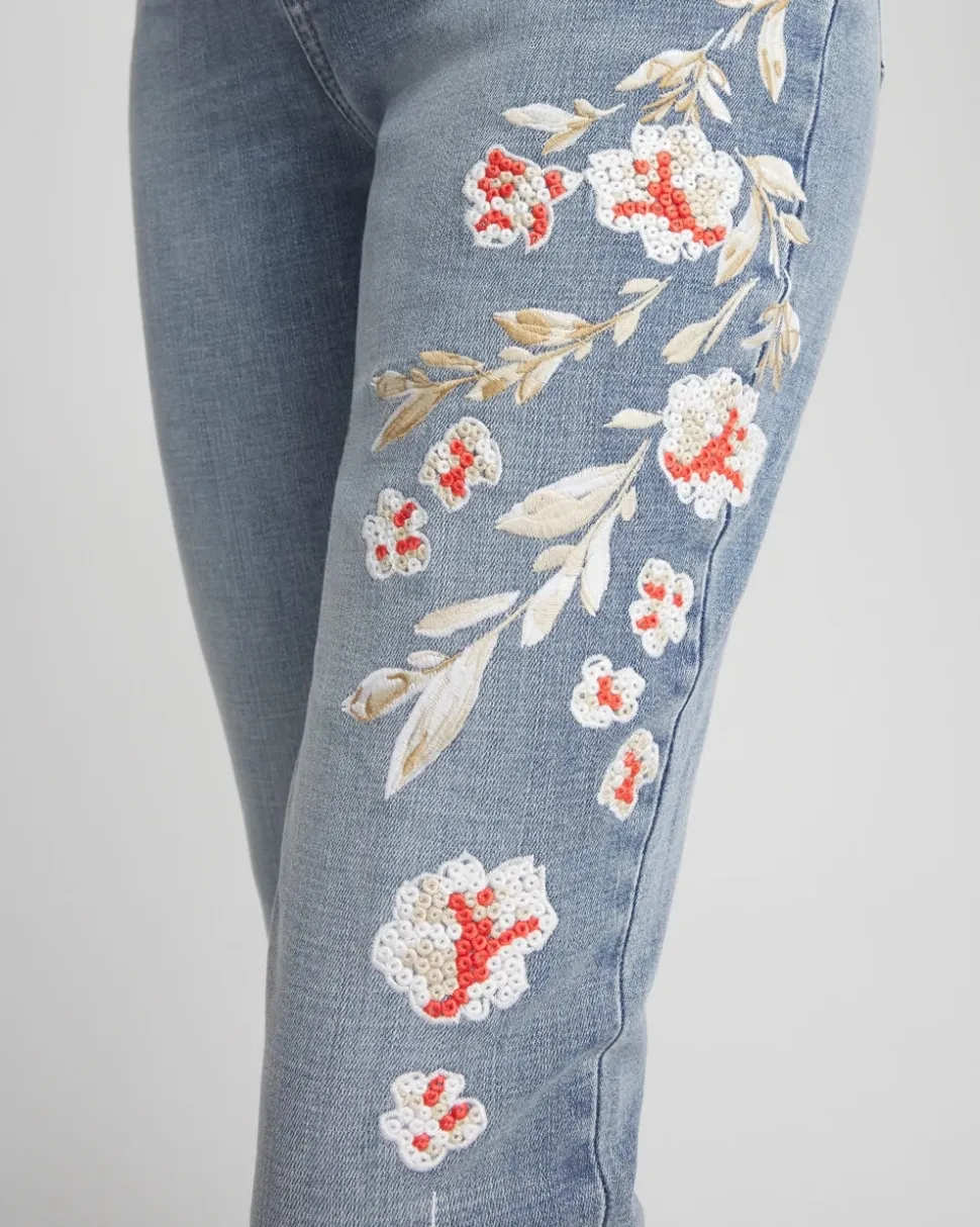 So Slimming® Embroidered Girlfriend Ankle Jeans