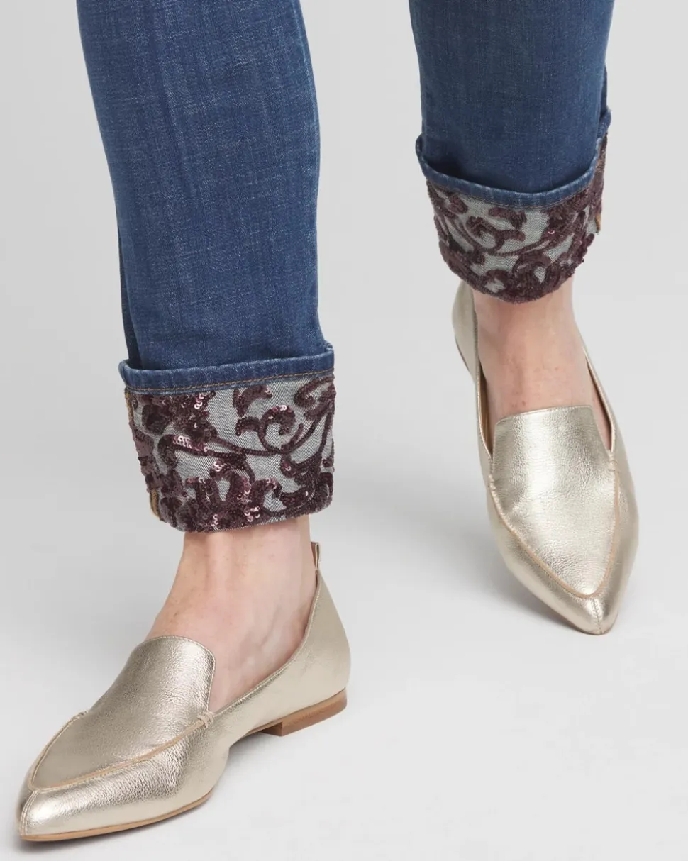 So Slimming® Girlfriend Sequin Cuff Ankle Jeans