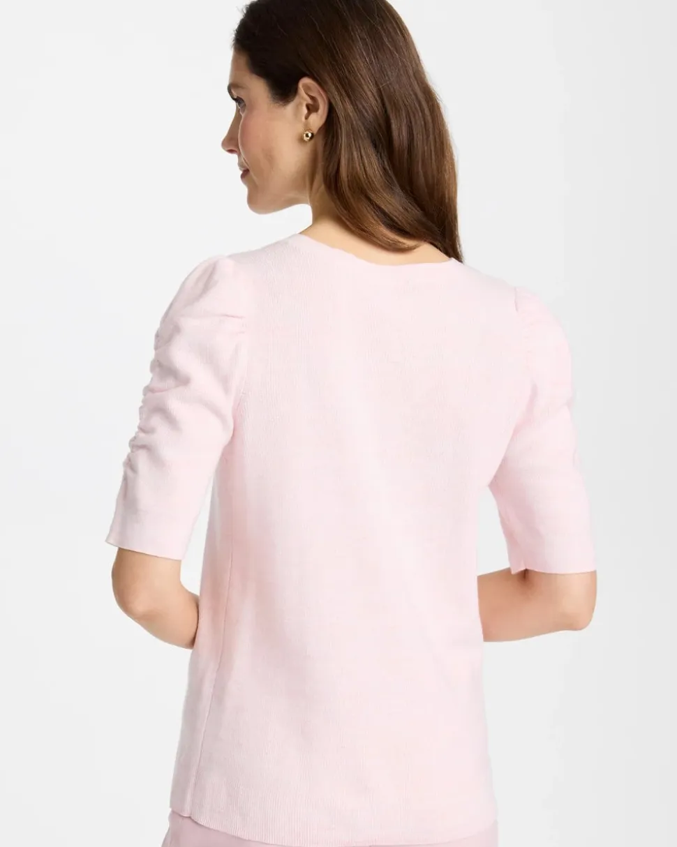 Space Dyed Ruched V-Neck Pullover Sweater
