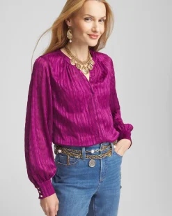 Split Neck Crinkle Blouse