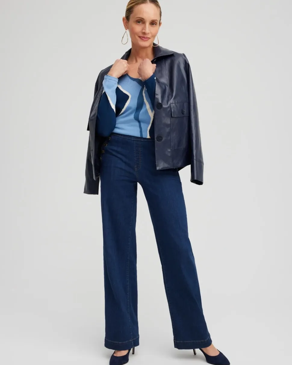 Spun Rayon Intarsia V-neck Pullover