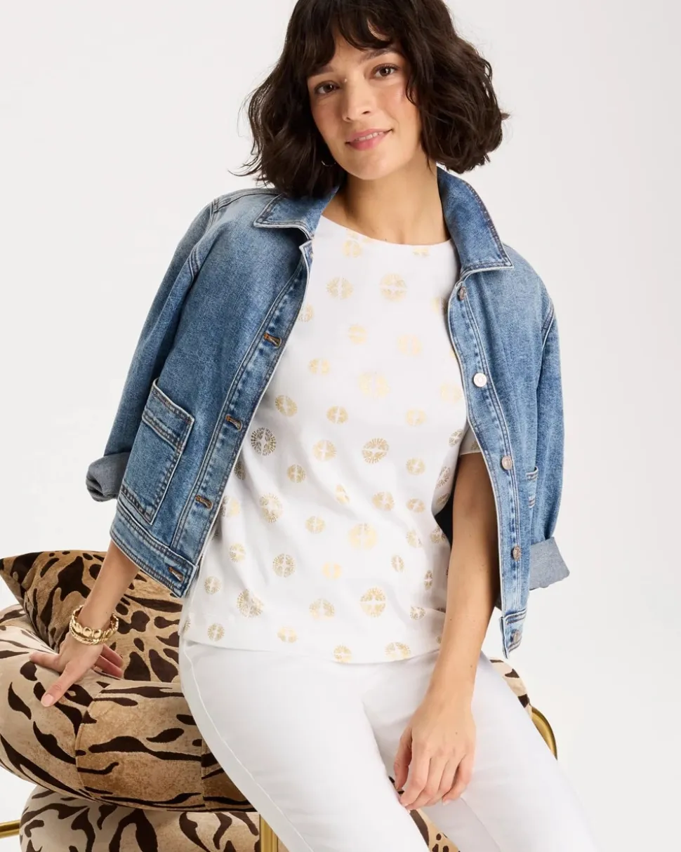 Stamped Pima Elbow Sleeve Tee