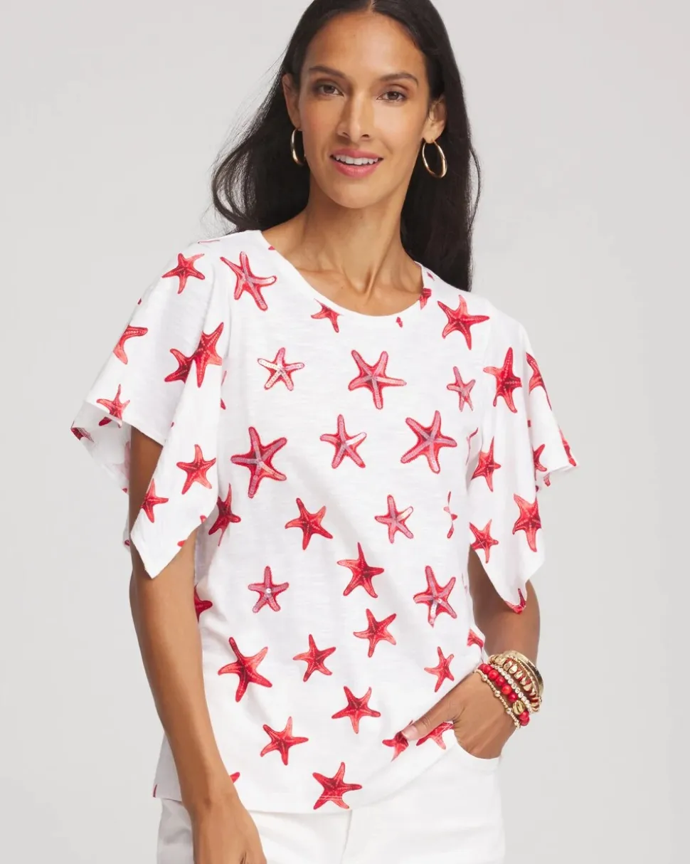 Starfish Handkerchief-Sleeve Slub Tee