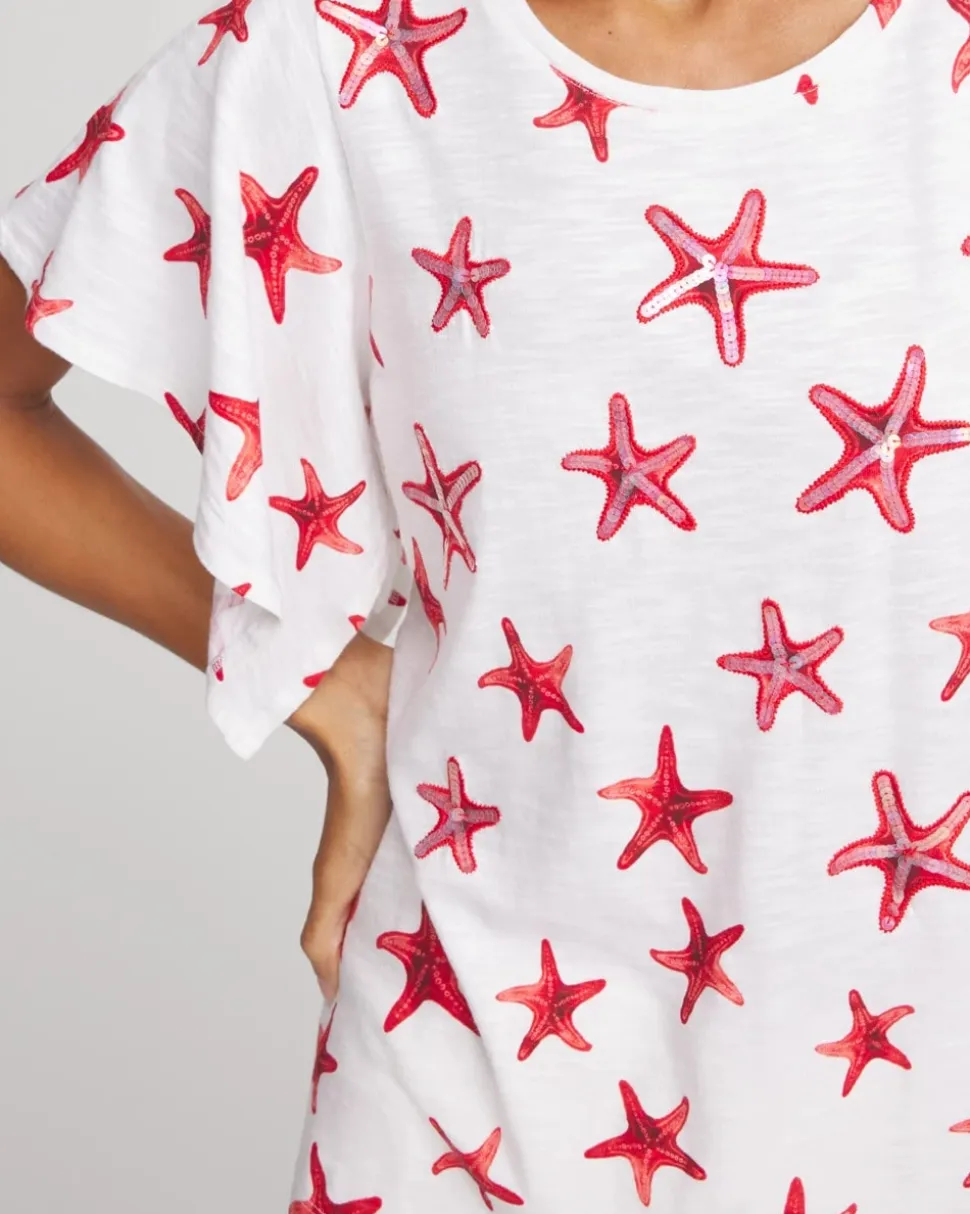 Starfish Handkerchief-Sleeve Slub Tee