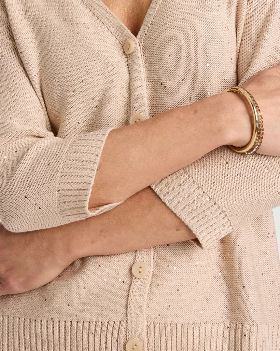 Stitchy Sequin V-Neck Cardigan