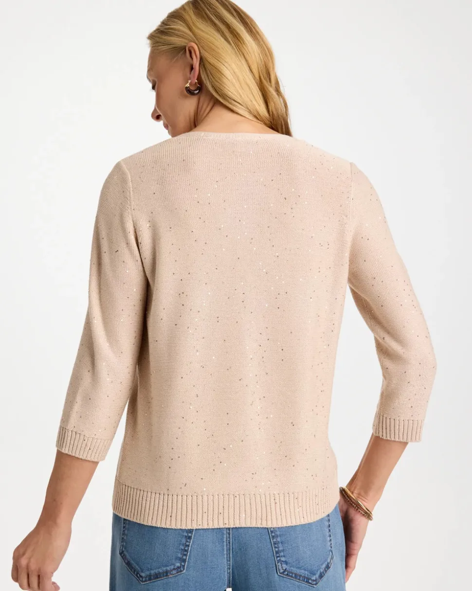 Stitchy Sequin V-Neck Cardigan