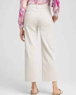 Stretch Sateen Straight Cropped Pants