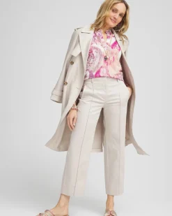 Stretch Sateen Straight Cropped Pants
