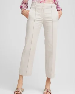 Stretch Sateen Straight Cropped Pants