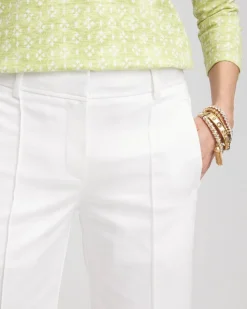 Stretch Sateen Straight Cropped Pants