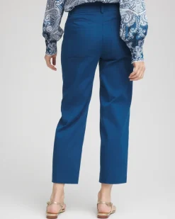 Stretch Sateen Straight Cropped Pants